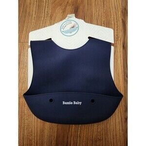 Bazzle Baby Silicon Bib Navy Blue Roll Up For Storage